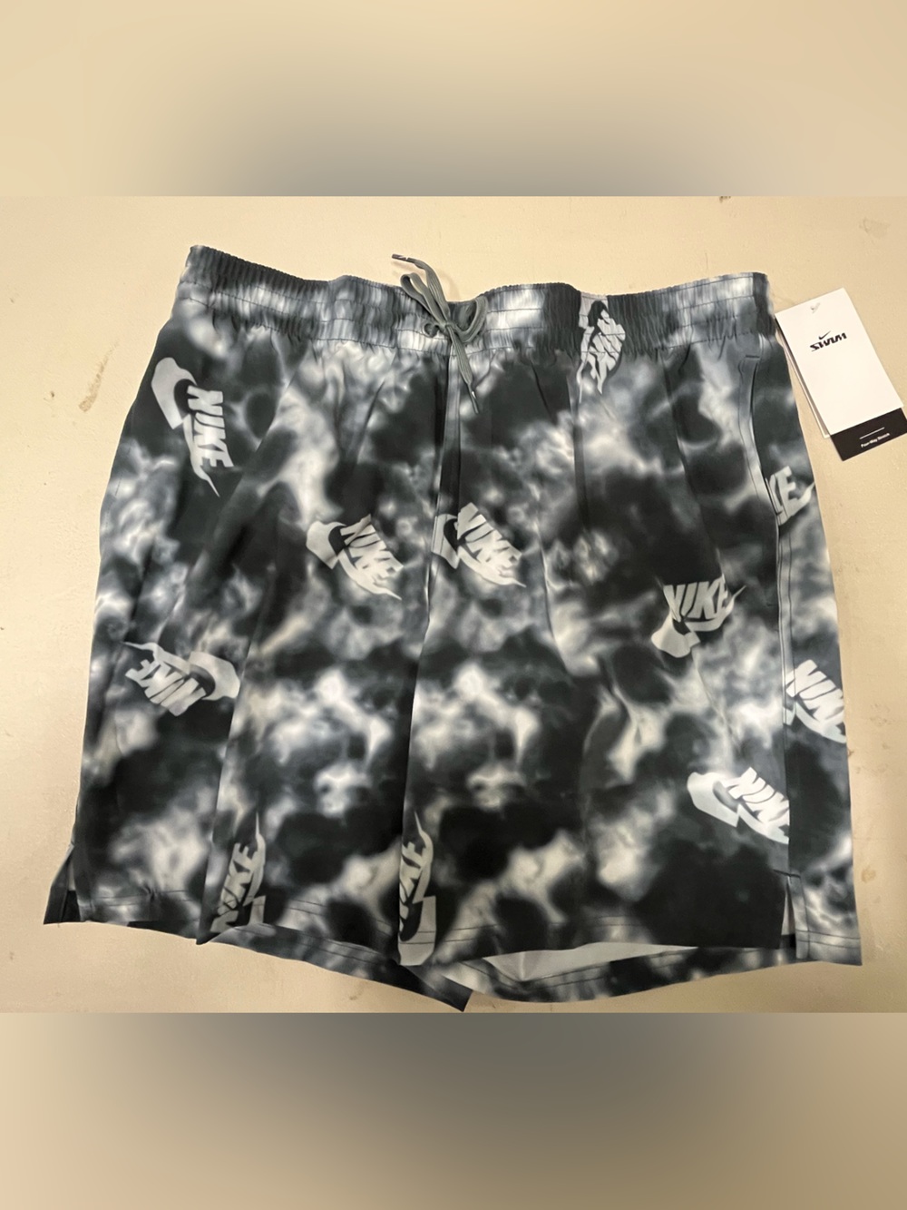 Nike Men's Black & White Tie-Dye Athletic Shorts